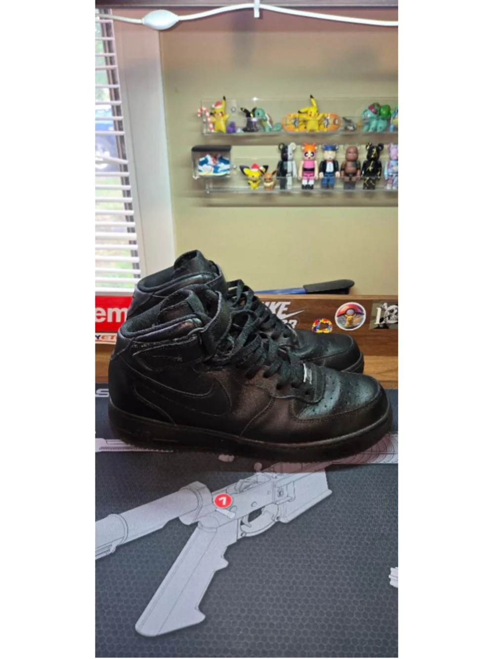 Men's Nike Air Force 1 Mid Black Sneakers Size 13m 2021 - Picture 3 of 9
